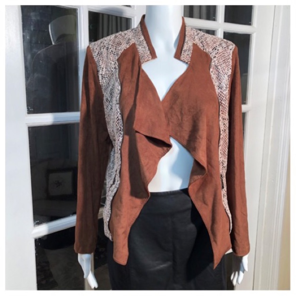 Alberto Makali open front faux suede/snake jackets - Picture 2 of 10